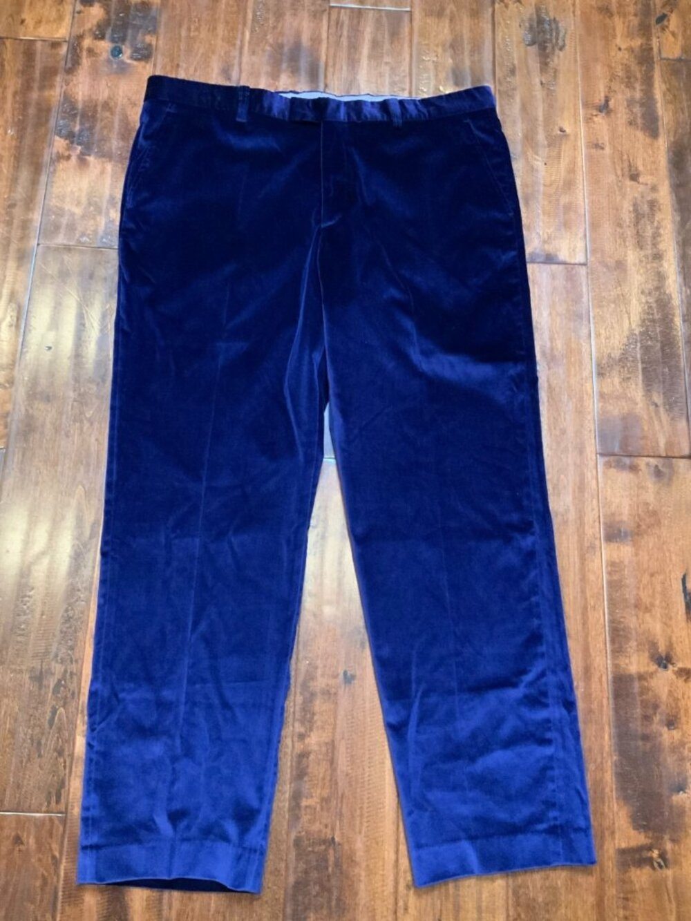 Etro Dark Blue Velvet Dress Pants, Size 40 | 56